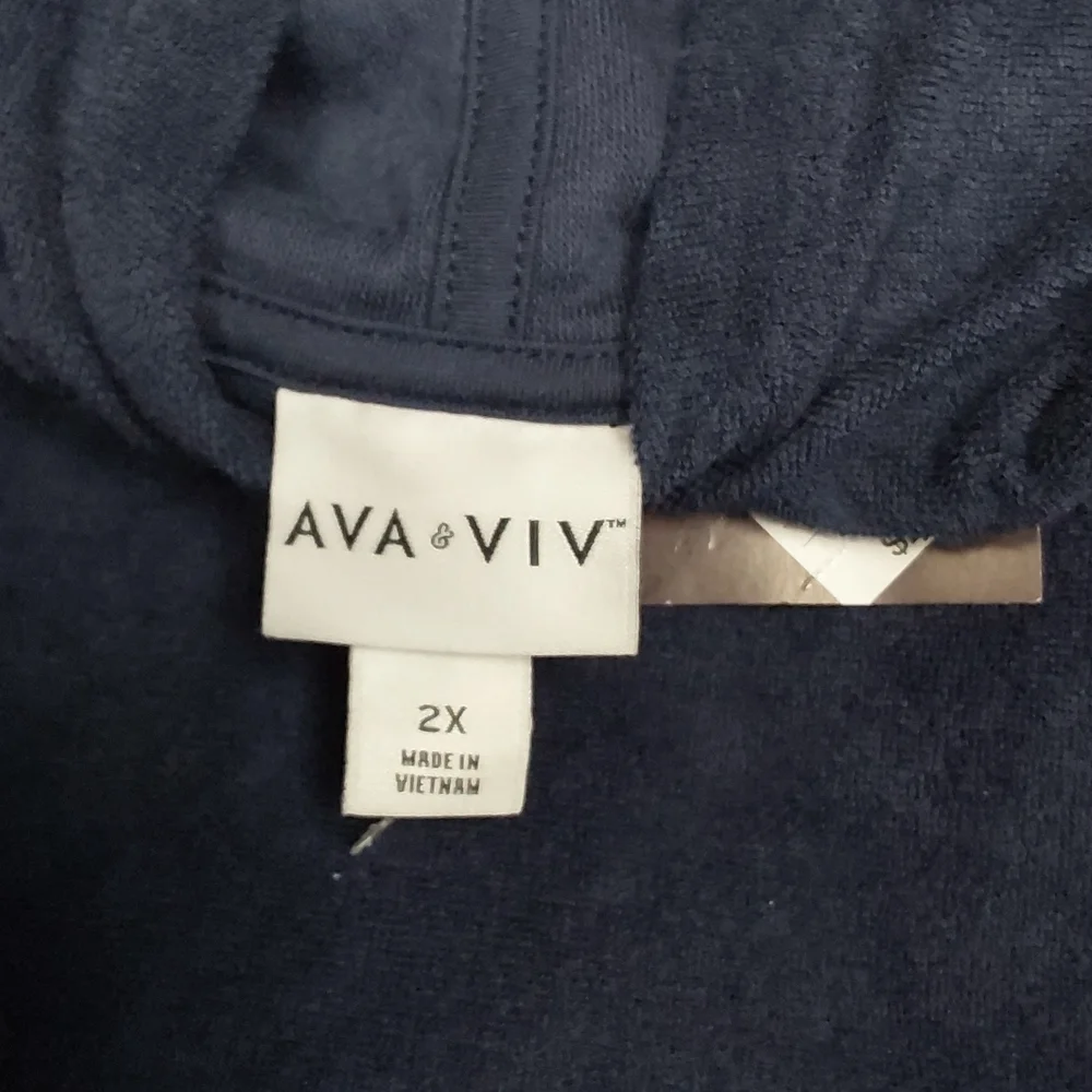 Women's Plus Size Long Sleeve Terry Hooded Shirt | Ava & Viv | 2X - Picture 8 of 14